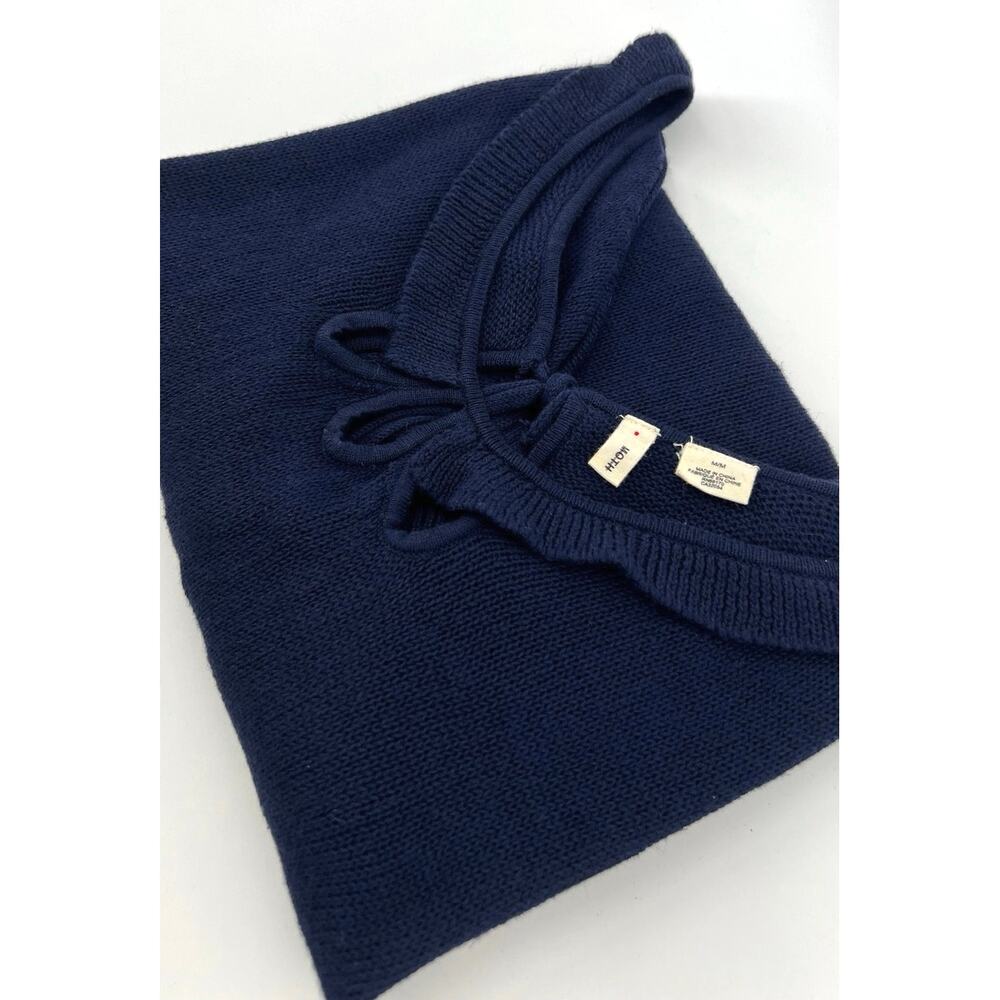 Moth Anthropologie Linen Cotton Blend Knit Women's Size M Navy Blue